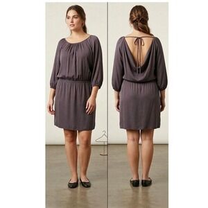 Zoa New York Mini Dress Womens Large Grey Cowl Back Tie Neck‎ SR8131